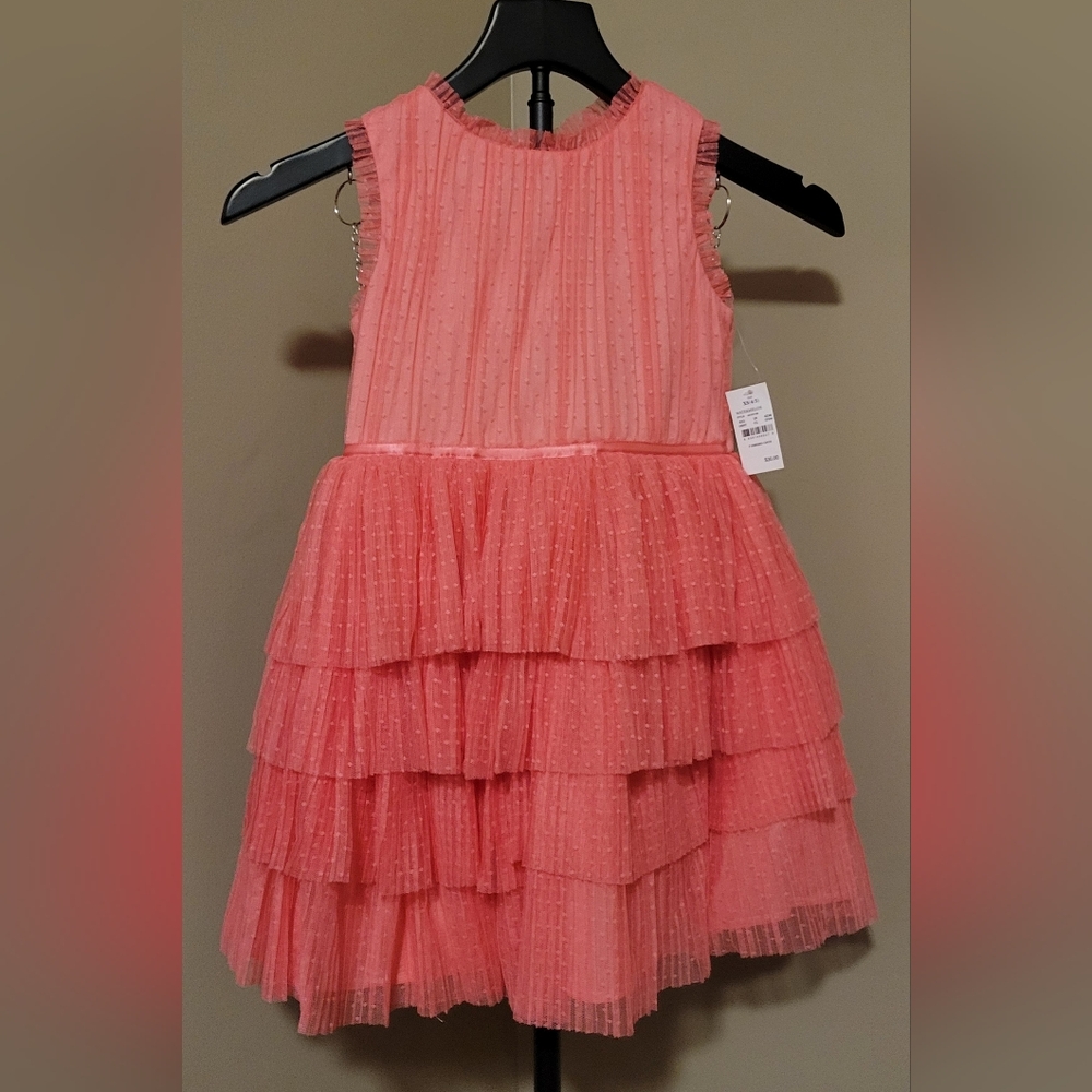 Zenzi Coral Pink Tiered Ruffle Dress Size 4/5
